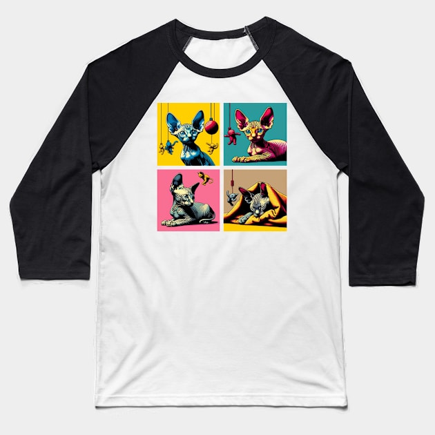 Sphynx Pop Art - Cute Kitties Baseball T-Shirt by PawPopArt